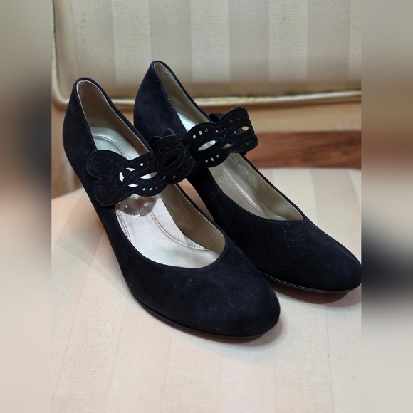 GABOR BLACK LEATHER SUEDE LADIES HEELS SIZE 6.5 - Picture 3 of 10